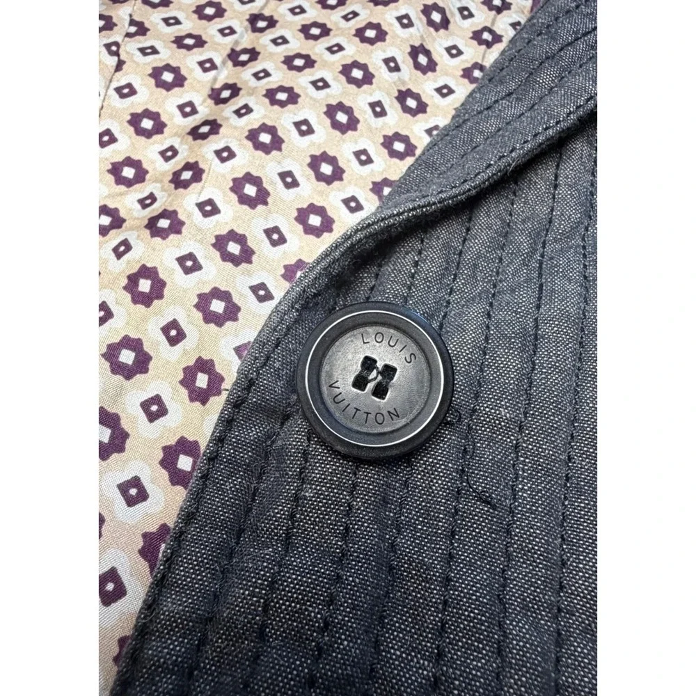 Louis Vuitton Grey minimalist Designer Archival Cotton Blazer Size 42 Fits XS